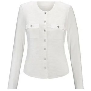 CAbi White Fencing Long Sleeve Ribbed Cardigan Style 5145 Size Medium